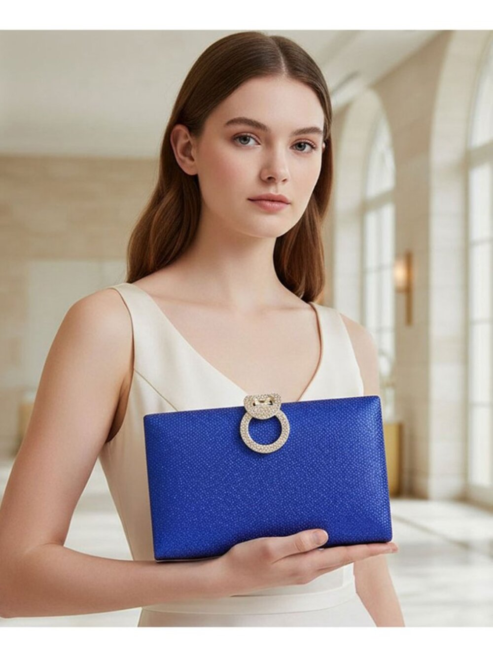 Tigerstars Shimmery Blue Evening Clutch Crossbody Bag